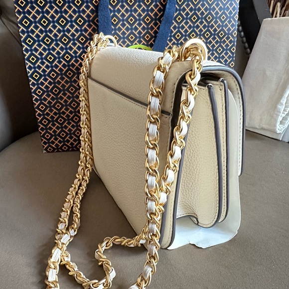 Tory Burch New Cream Leather Britten Shoulder Bag - Picture 4 of 16